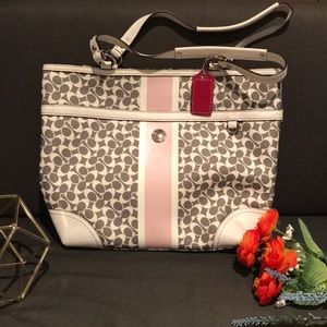 Coach white/pink tote